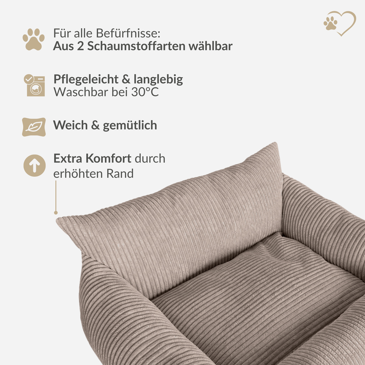 Samtpfote orthopädisches Hundebett als Sofa Cord