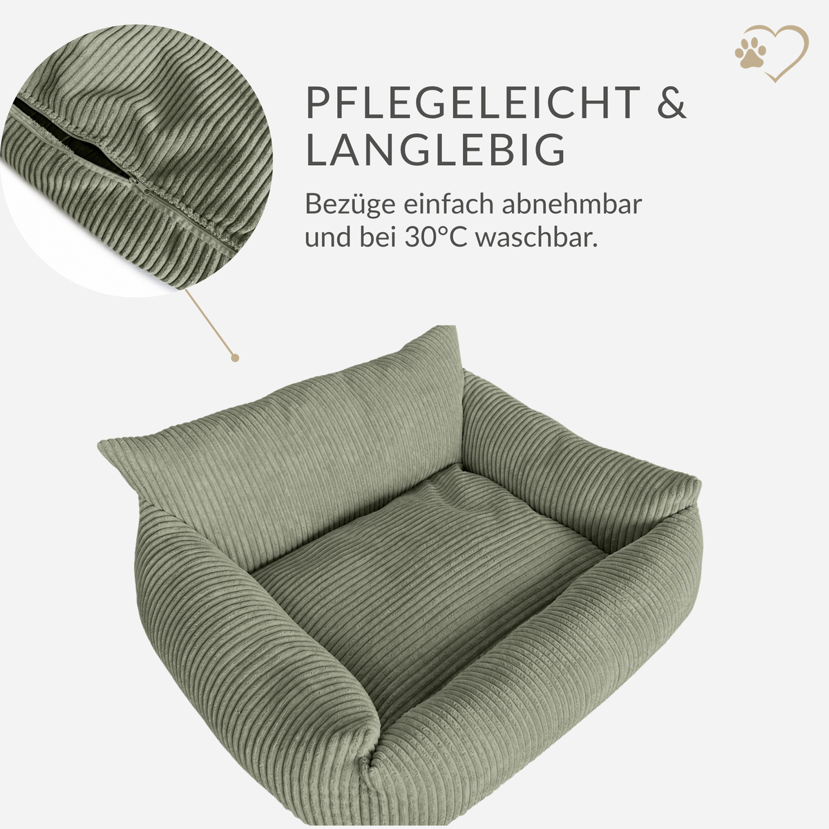 Samtpfote orthopädisches Hundebett als Sofa Cord