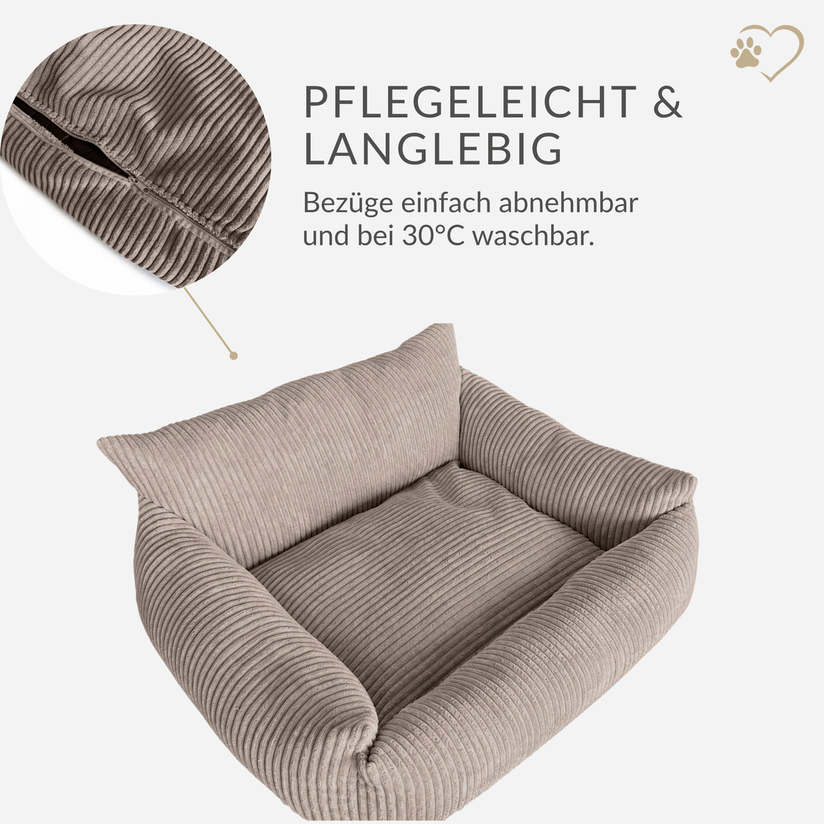 Samtpfote orthopädisches Hundebett als Sofa Cord