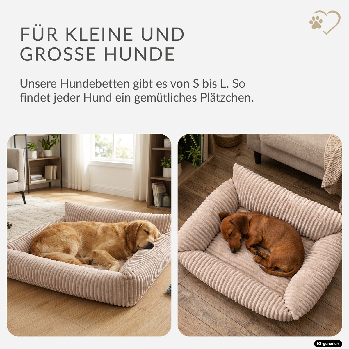 Samtpfote orthopädisches Hundebett als Sofa Plüsch-Cord