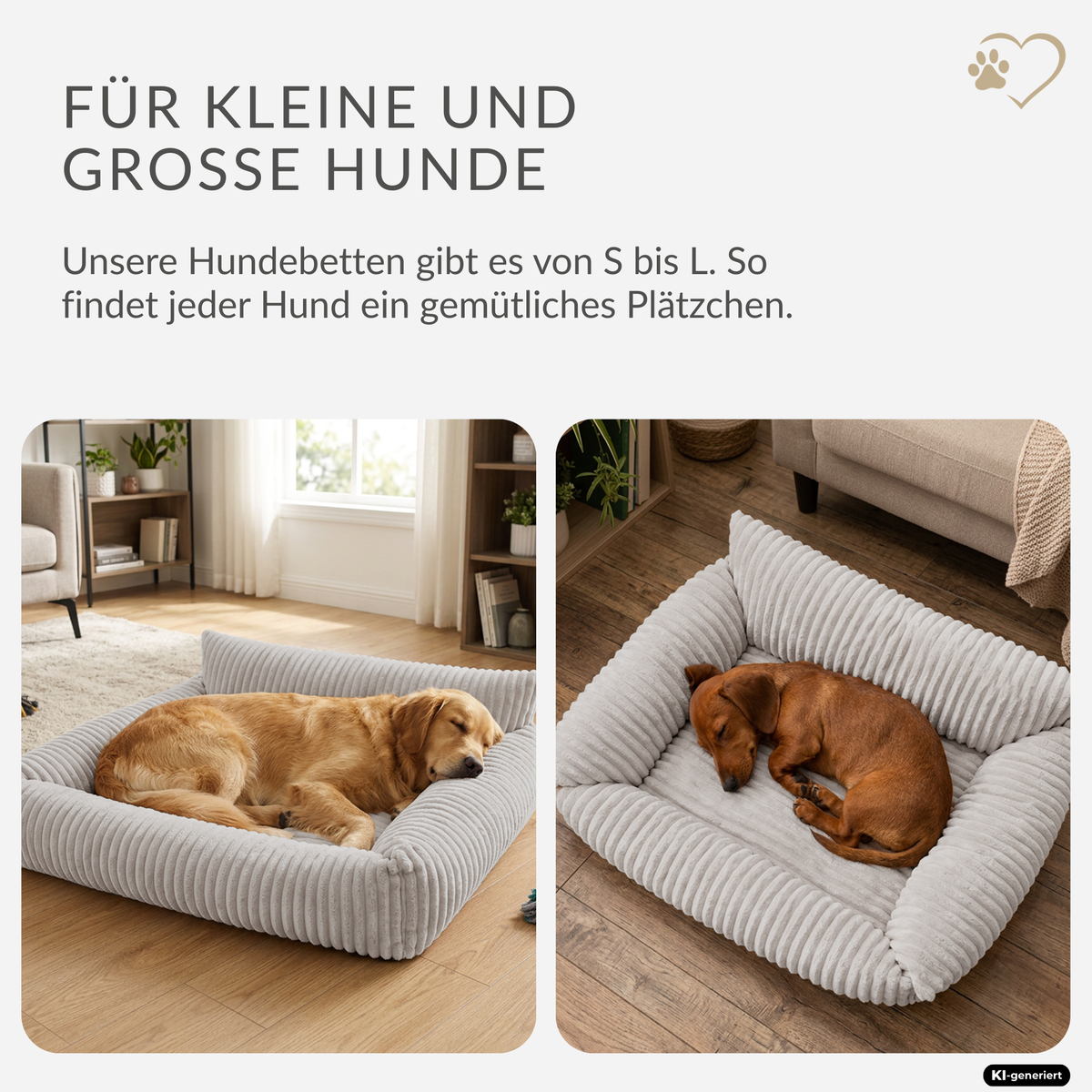 Samtpfote orthopädisches Hundebett als Sofa Plüsch-Cord