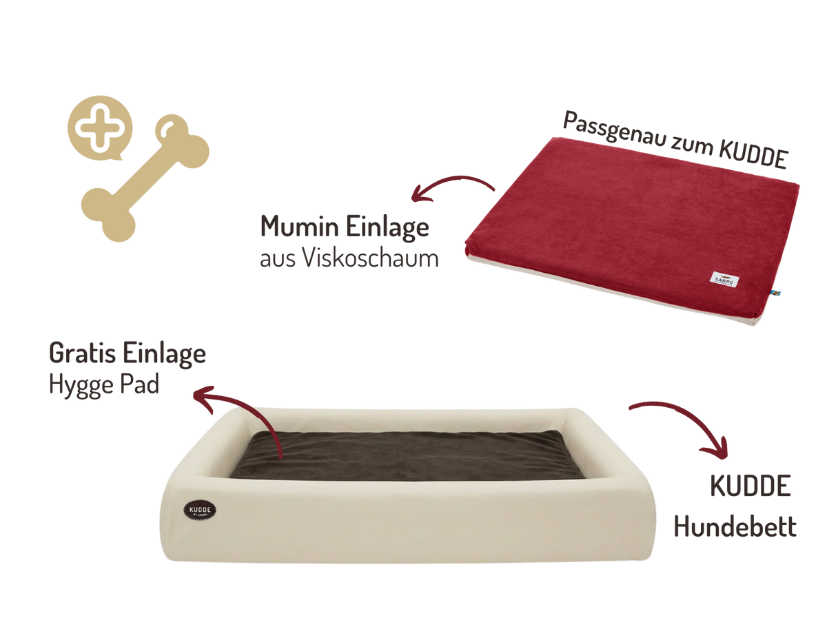Orthopädisch-Plus Bundle | KUDDE Hundebett + Mumin Einlage Alltid