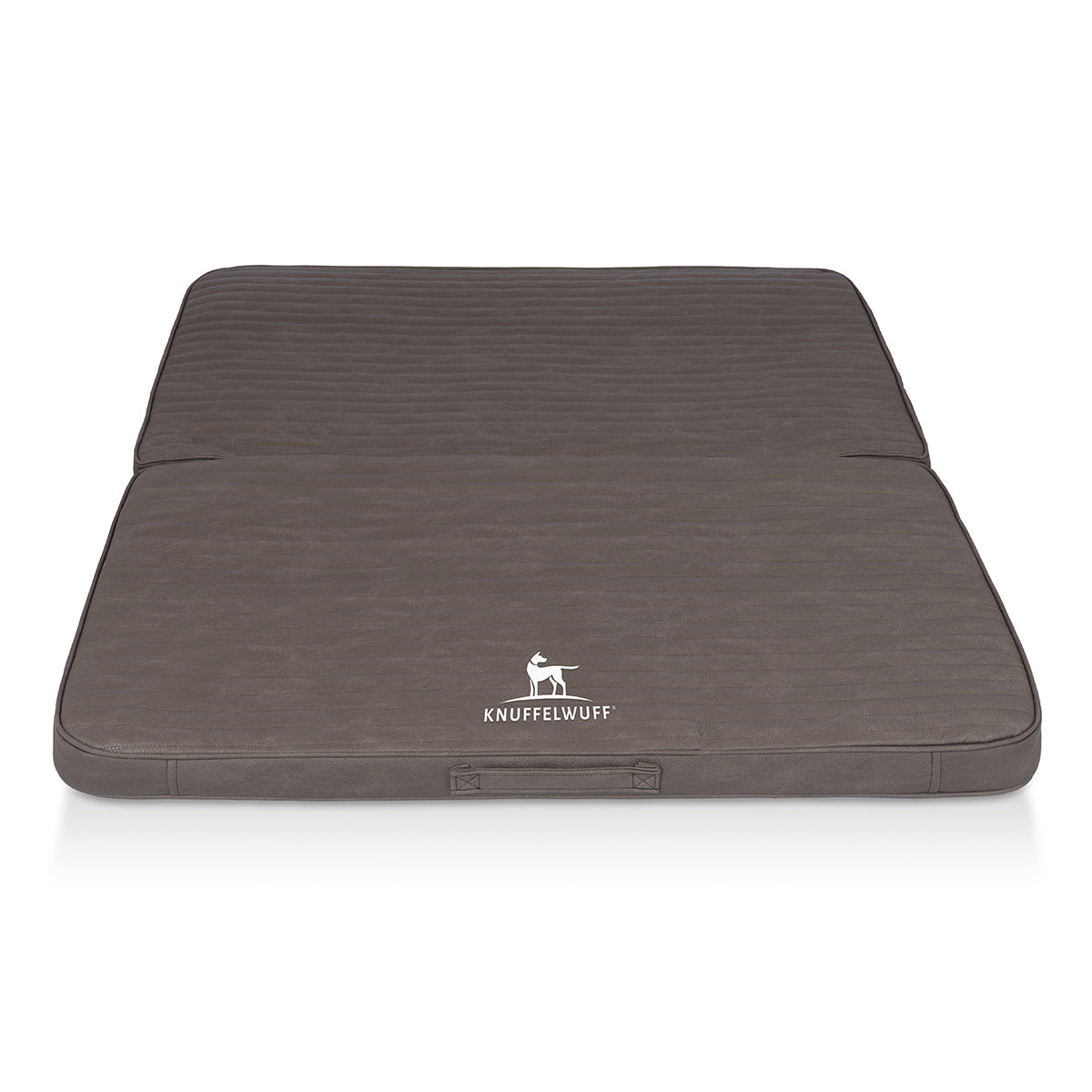 Faltbare Reisematte Orthopädisch Roanoke aus Laser gestepptem Kunstleder Braungrau M-L 100 x 80cm