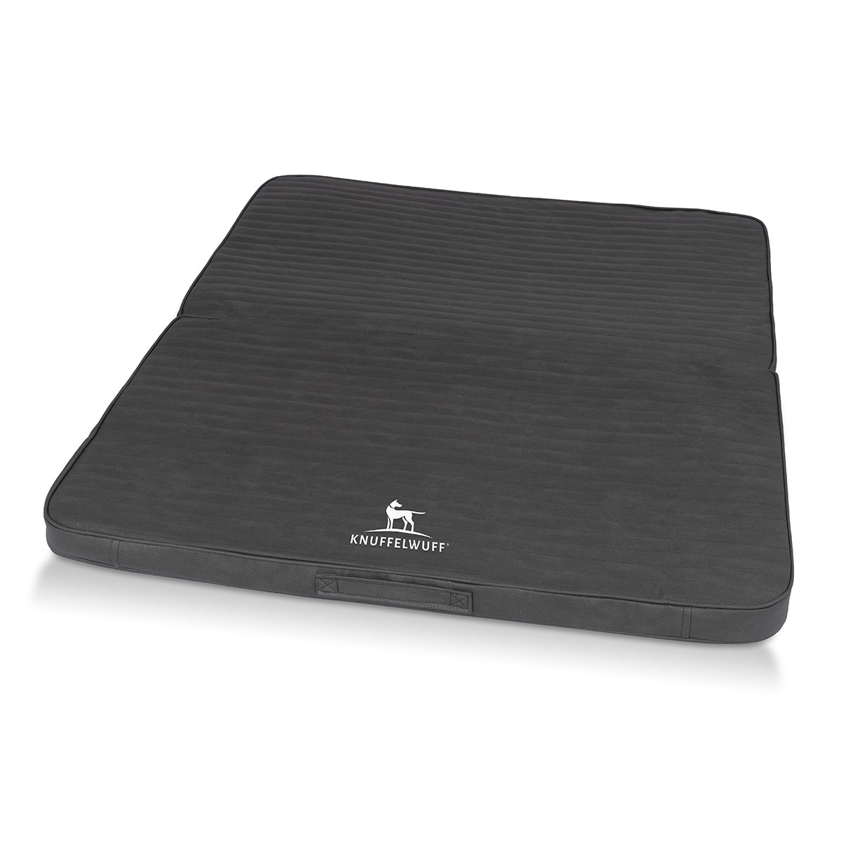 Faltbare Reisematte Orthopädisch Roanoke aus Laser gestepptem Kunstleder Schwarz M-L 100 x 80cm