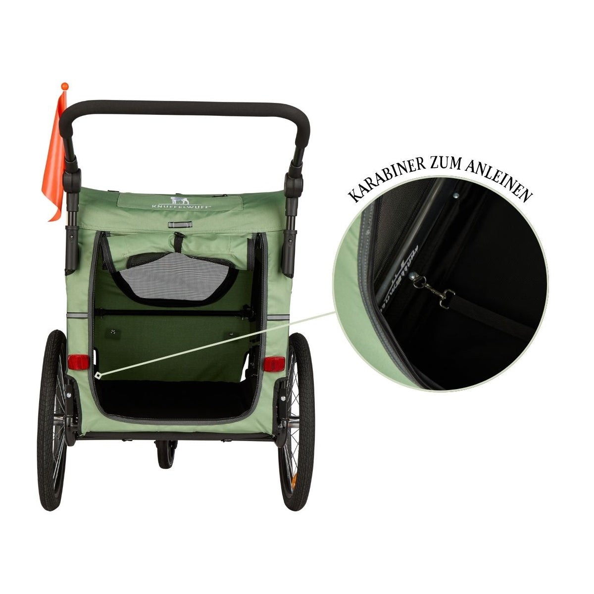Knuffelwuff Cruvado L-XL komfortabler Hundeanhänger mit Stoßdämpfer Fahrradanhänger und Buggy für sichere Ausflüge mit dem Fahrrad