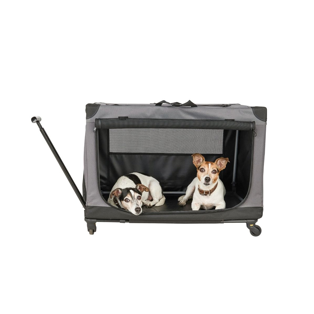 Knuffelwuff faltbarer Hunde Trolley Aberdeen – Transporttasche Hundewagen rollbar mit Griff & abnehmbarem Fahrgestell – M - 49 x 72 x 56 cm