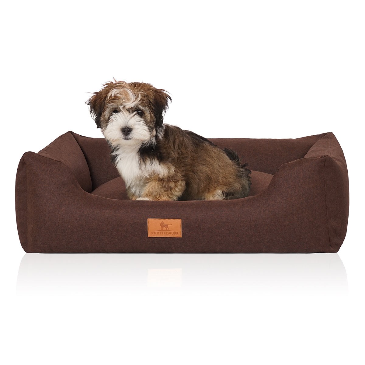 Knuffelwuff Hundebett Lotte aus Velours mit Handwebcharakter Braun XXL