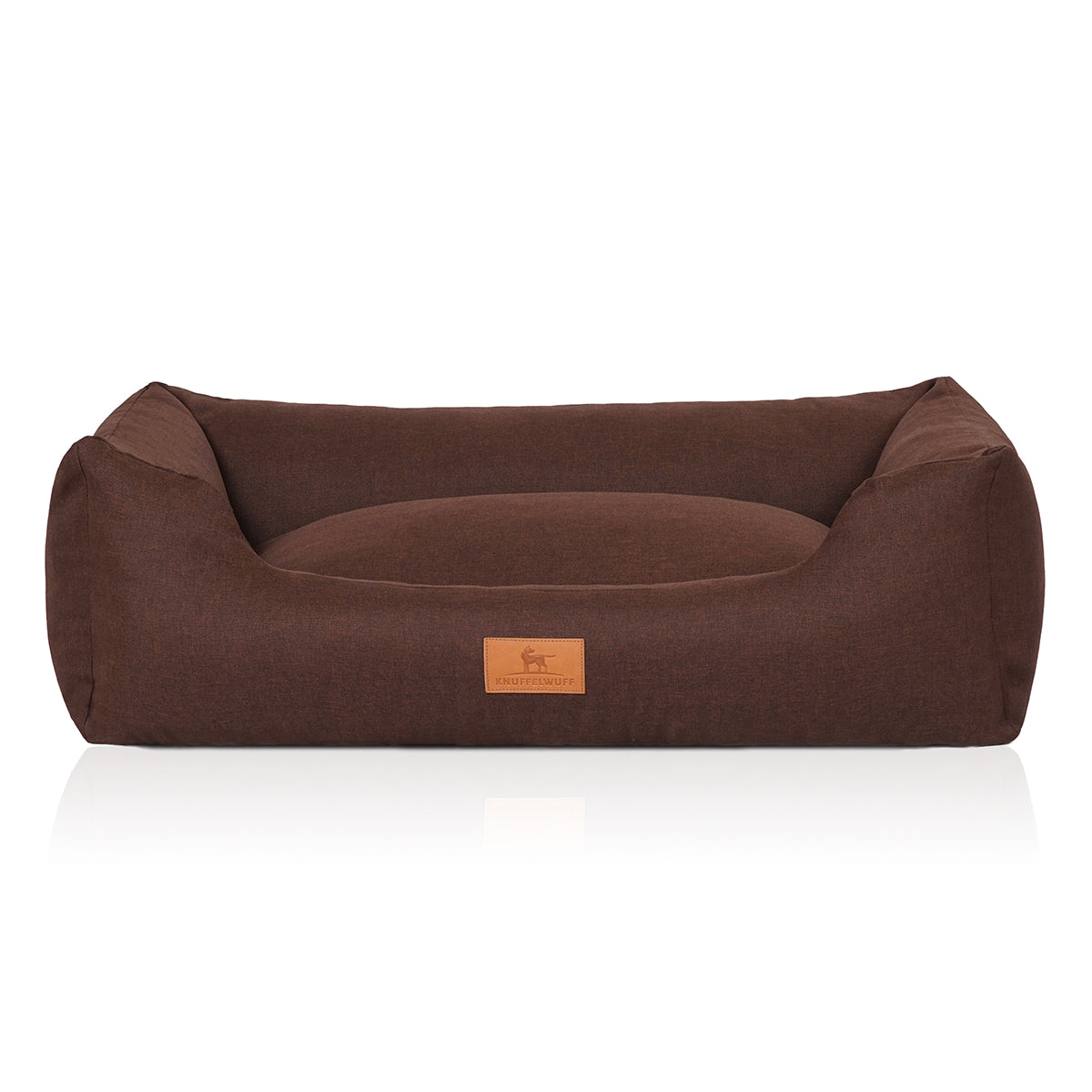 Knuffelwuff Hundebett Lotte aus Velours mit Handwebcharakter Braun
