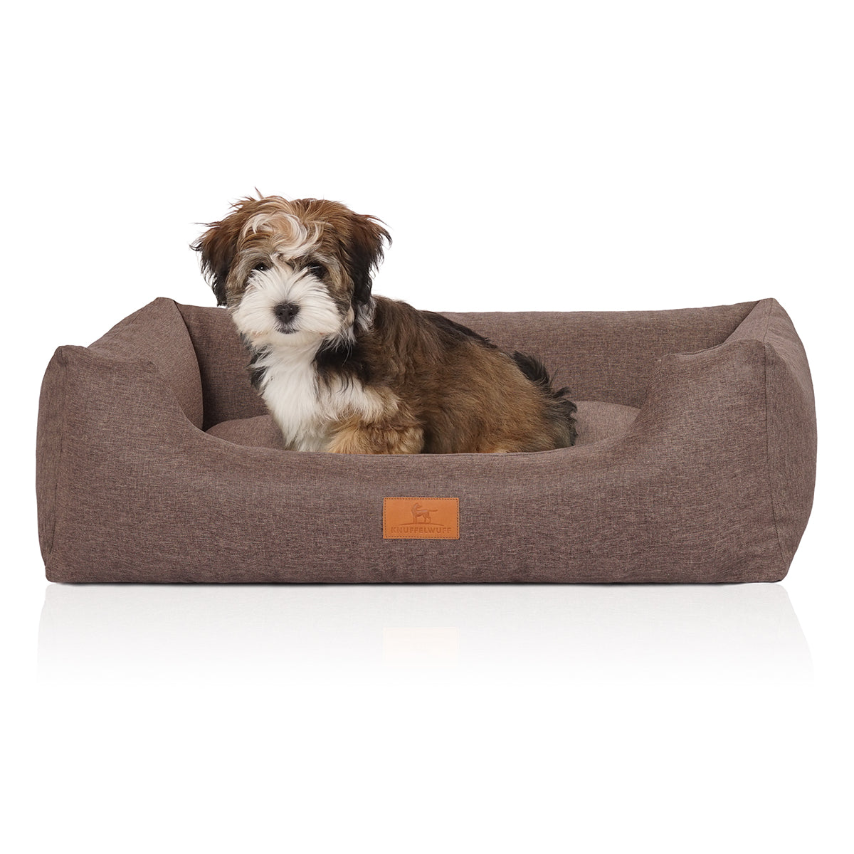 Knuffelwuff Hundebett Lotte aus Velours mit Handwebcharakter Graubraun XXL