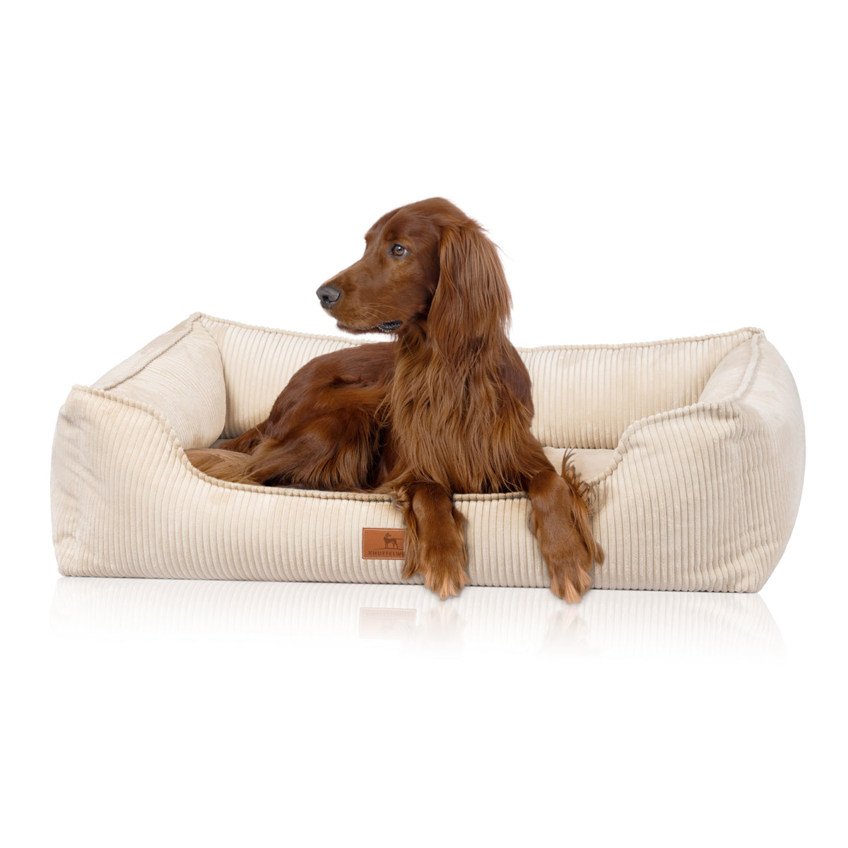 Knuffelwuff Hundebett Nunavut aus Cord mit Handwebcharakter Beige XXXL