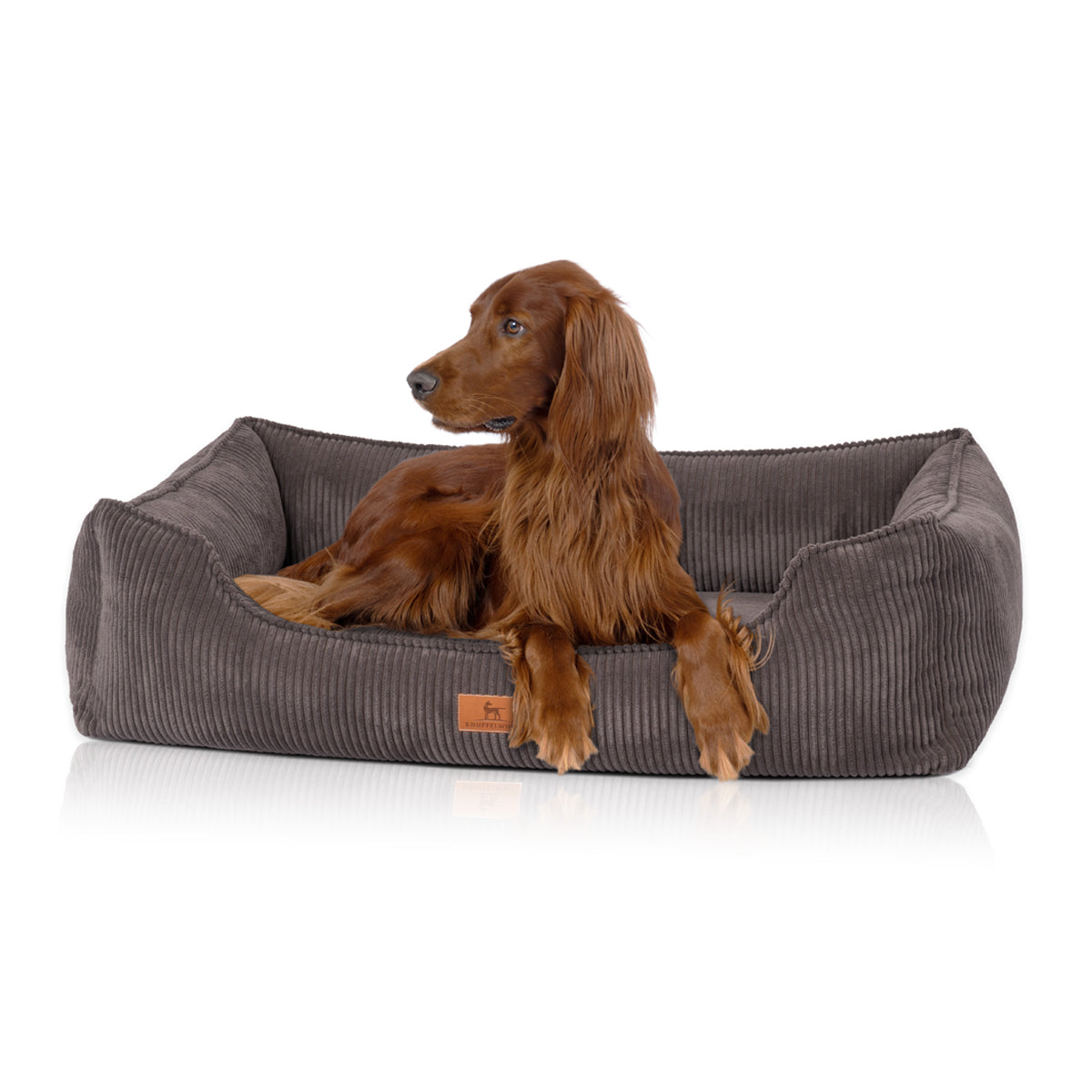 Knuffelwuff Hundebett Nunavut aus Cord mit Handwebcharakter Braungrau XXXL