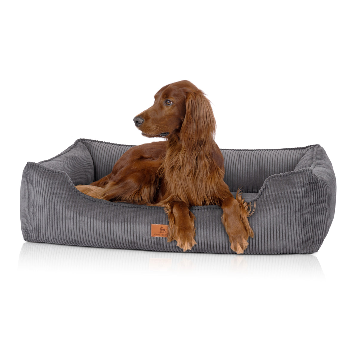 Knuffelwuff Hundebett Nunavut aus Cord mit Handwebcharakter Grau XXXL