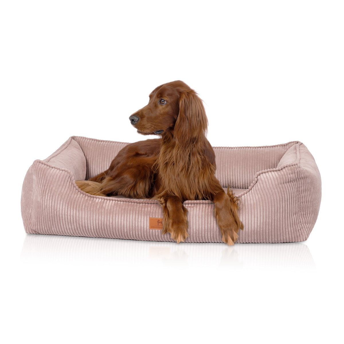 Knuffelwuff Hundebett Nunavut aus Cord mit Handwebcharakter Rosa XXXL
