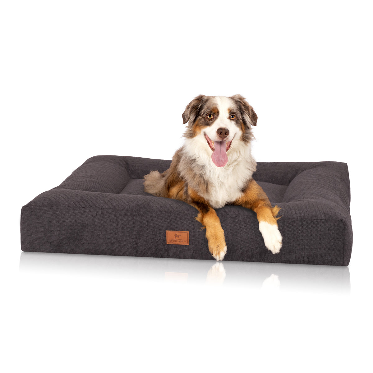 Knuffelwuff Hundebett Sofia aus Velours mit Handwebcharakter Schwarz XXL