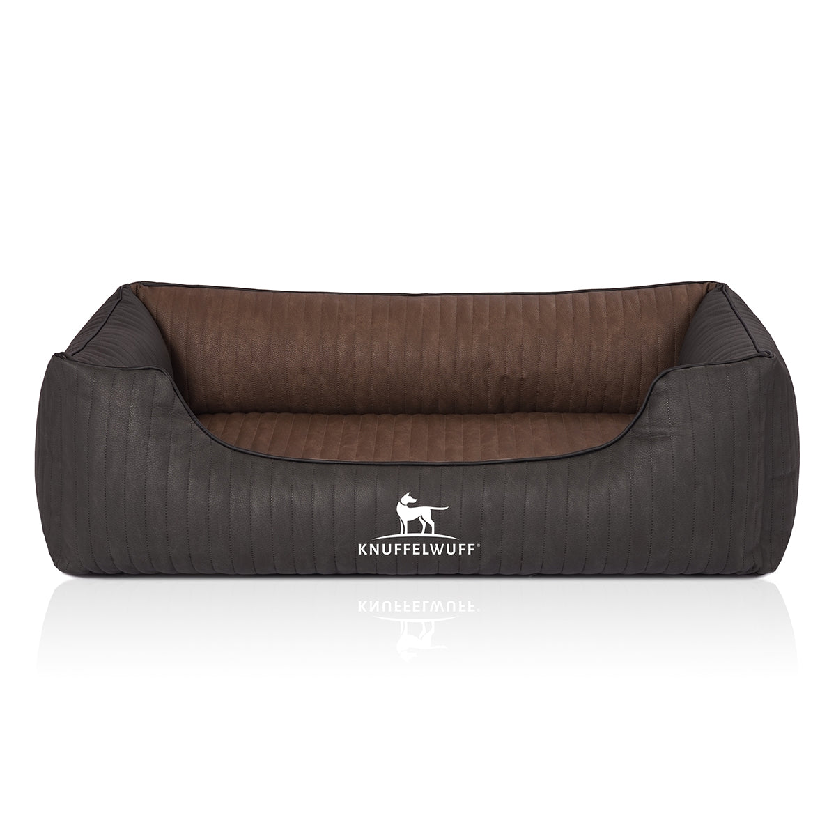 Knuffelwuff Hundebett Outback aus laser-gestepptem Kunstleder Schwarz/Braun