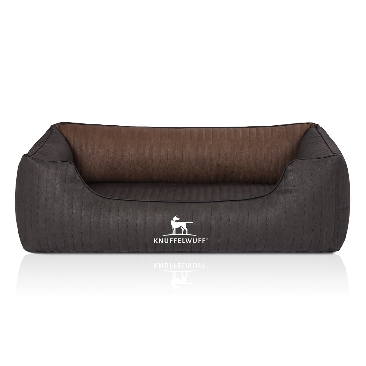 Knuffelwuff Hundebett Outback aus laser-gestepptem Kunstleder Schwarz/Braun