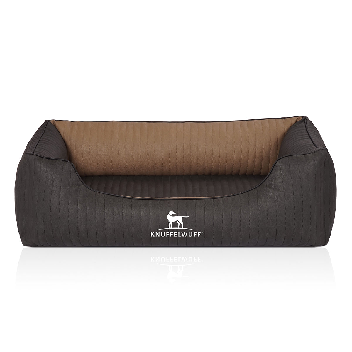 Knuffelwuff Hundebett Outback aus laser-gestepptem Kunstleder Schwarz/Cappuccino