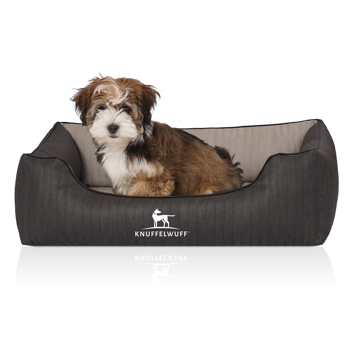 Knuffelwuff Hundebett Outback aus laser-gestepptem Kunstleder Schwarz/Grau