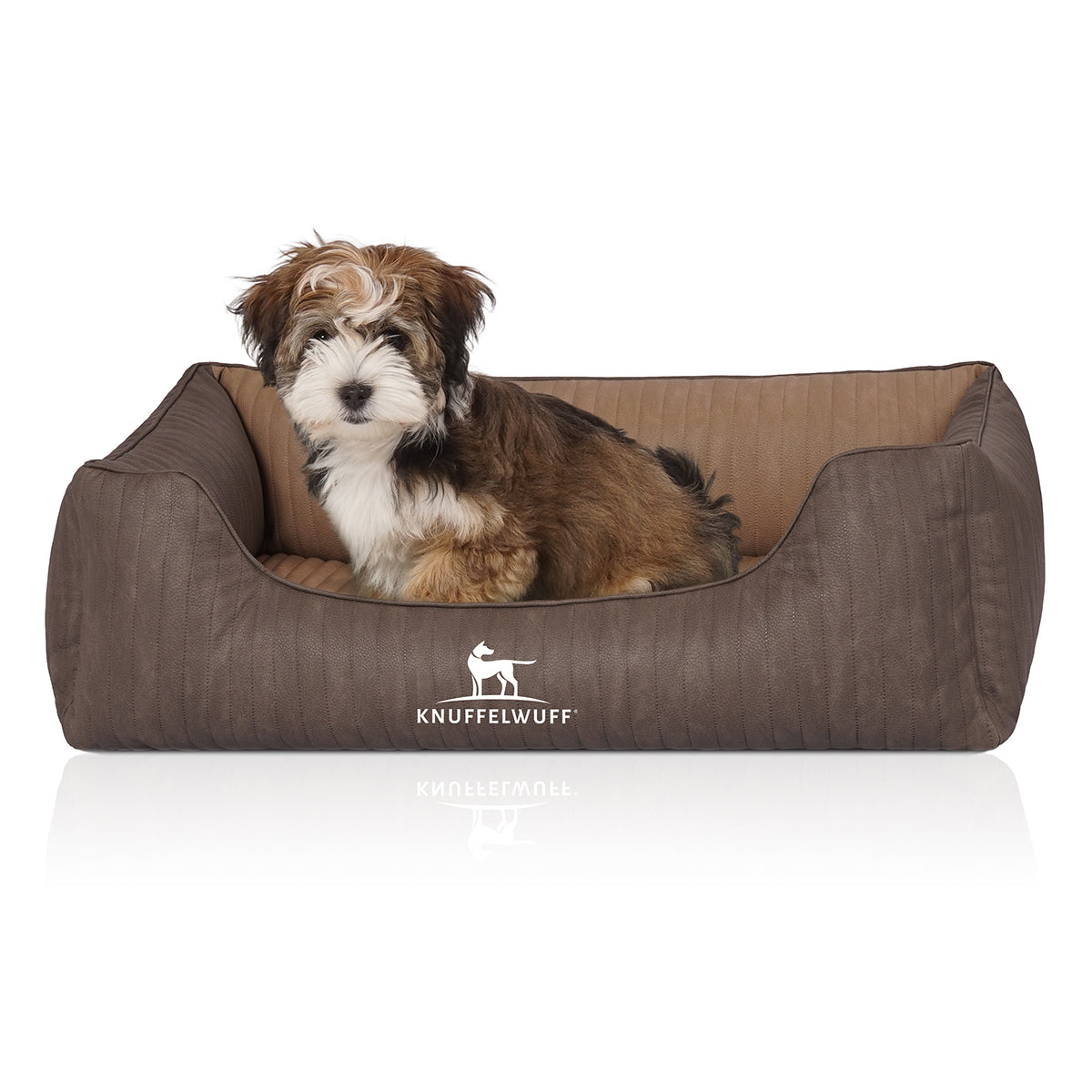 Knuffelwuff Hundebett Outlander aus laser-gestepptem Kunstleder Coffee/Braun XXL