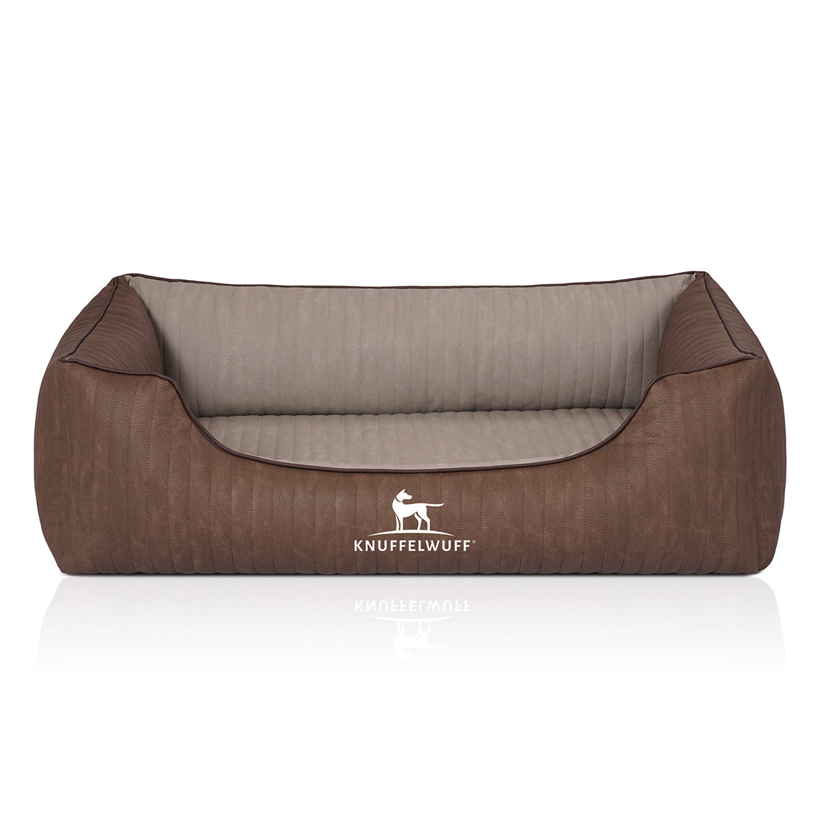 Knuffelwuff Hundebett Outlander aus laser-gestepptem Kunstleder Braun/Grau