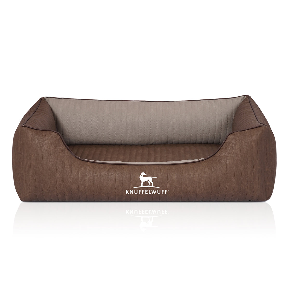 Knuffelwuff Hundebett Outlander aus laser-gestepptem Kunstleder Braun/Grau