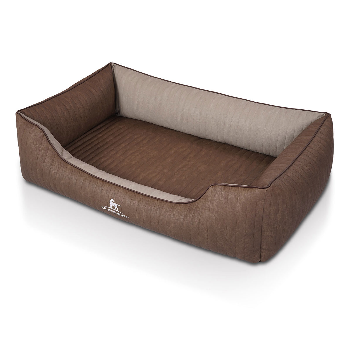 Knuffelwuff Hundebett Outlander aus laser-gestepptem Kunstleder Braun/Grau
