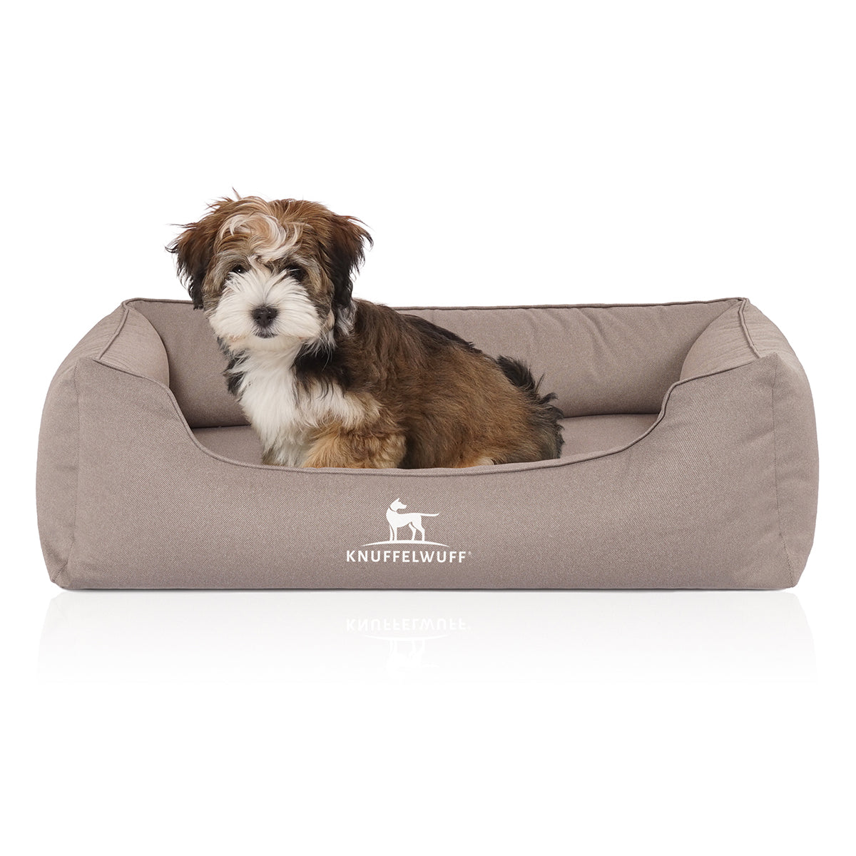 Knuffelwuff Hundebett Leon aus Velours, wasserabweisend Beige/Grau XXXL
