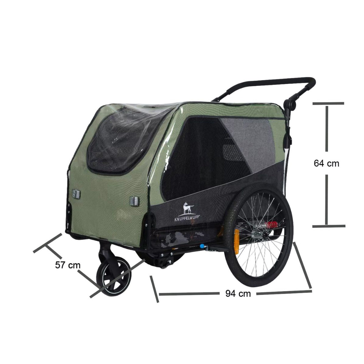 Knuffelwuff Regencover Cruvado L-XL – transparenter PVC-Regenschutz für Fahrrad-Hundeanhänger inkl. Transportbeutel