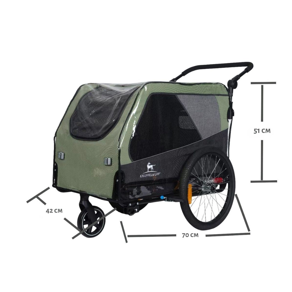 Knuffelwuff Regencover Cruvado S-M - transparenter PVC-Regenschutz für Fahrrad-Hundeanhänger inkl. Transportbeutel