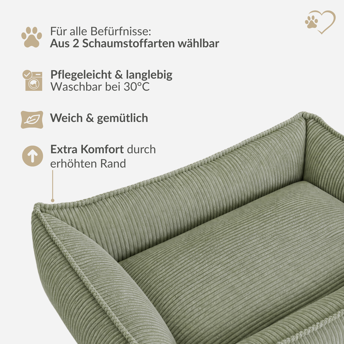 Samtpfote orthopädisches Hundebett Cord