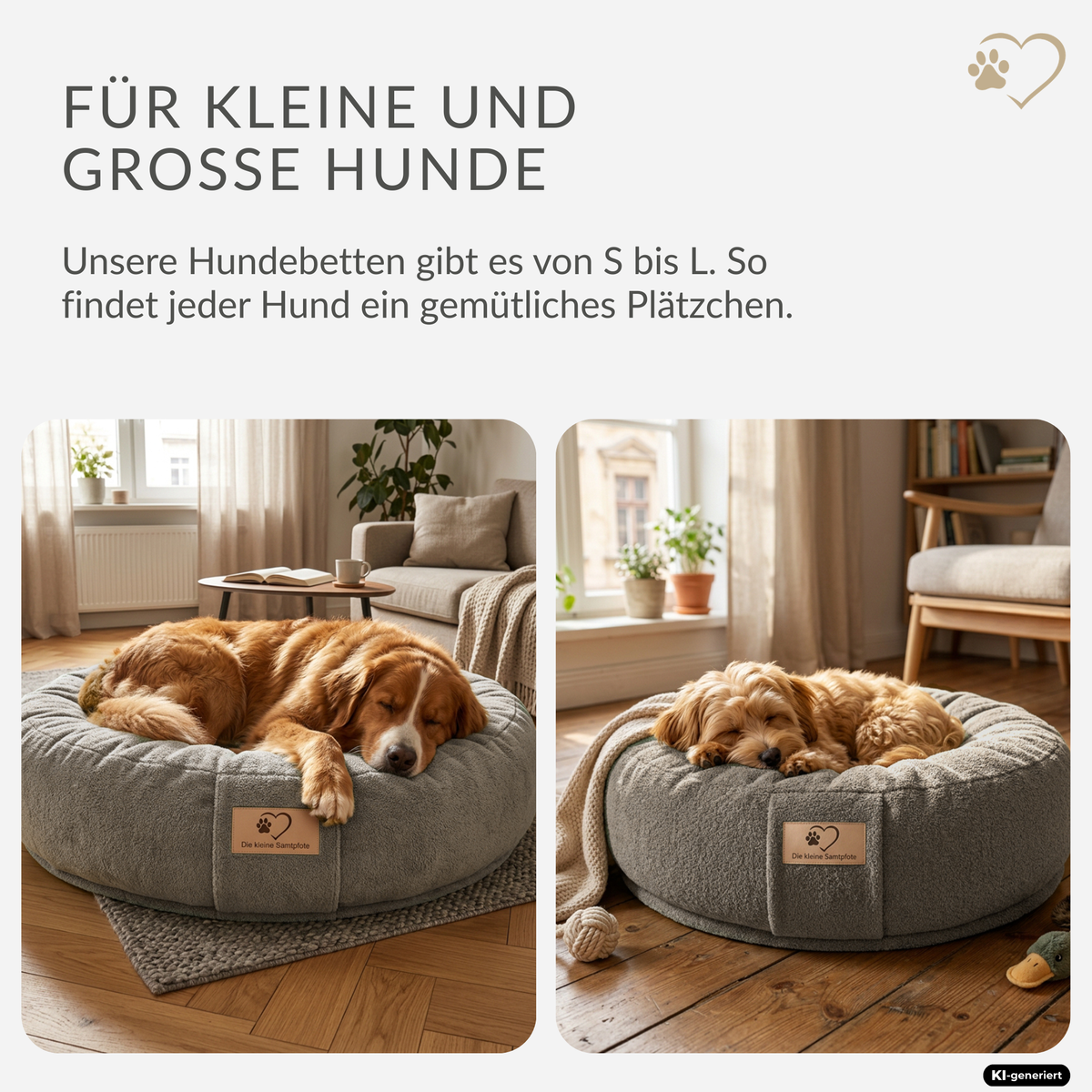 Samtpfote orthopädisches Hundekissen Donut Bouclé