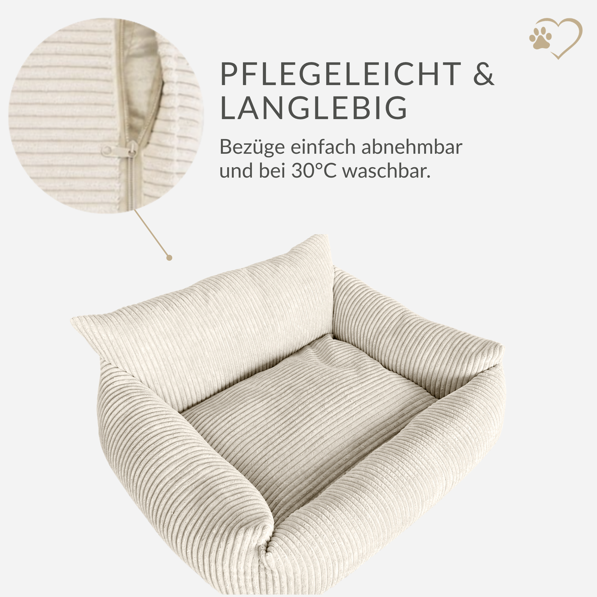 Samtpfote orthopädisches Hundebett als Sofa Cord