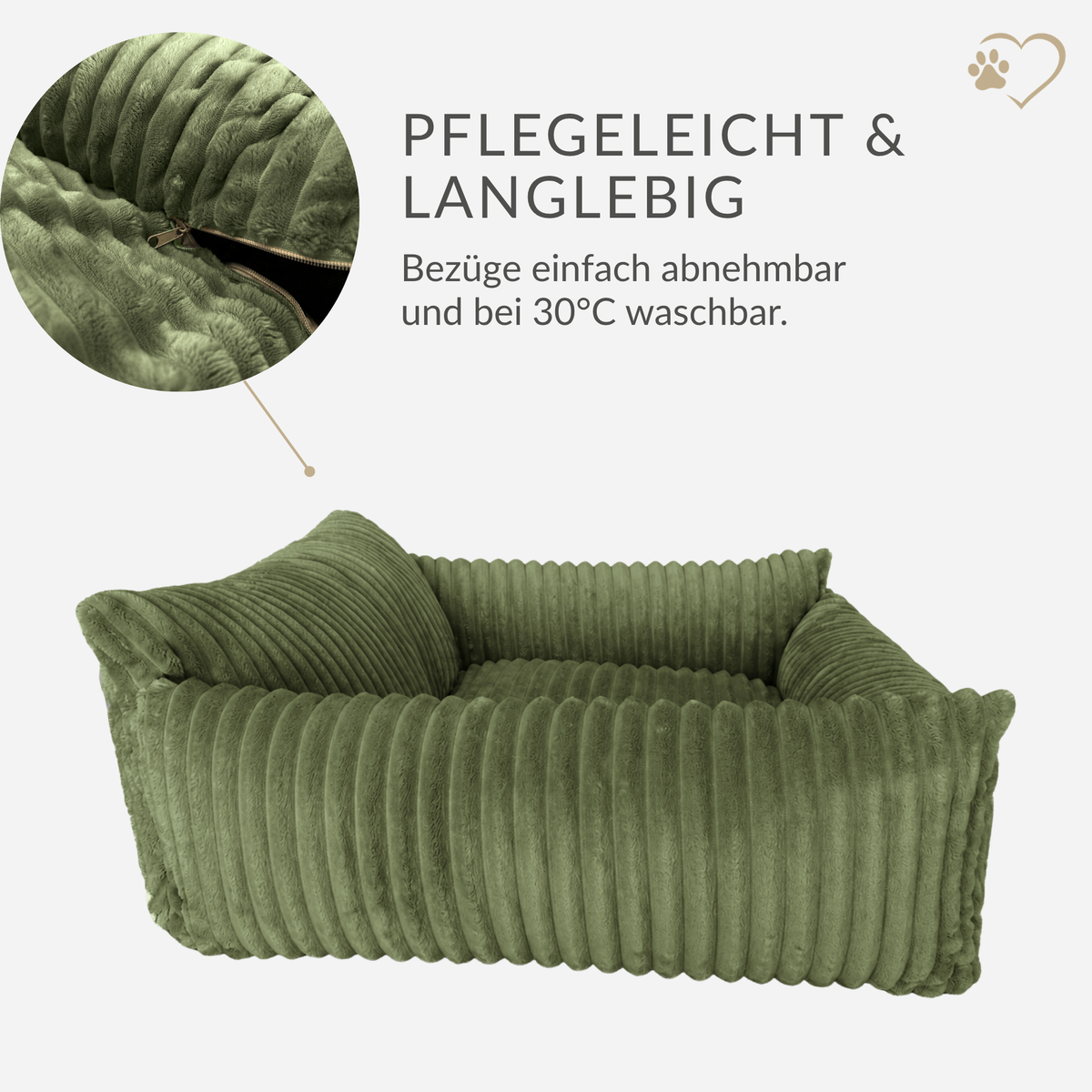 Samtpfote orthopädisches Hundebett als Sofa Plüsch-Cord