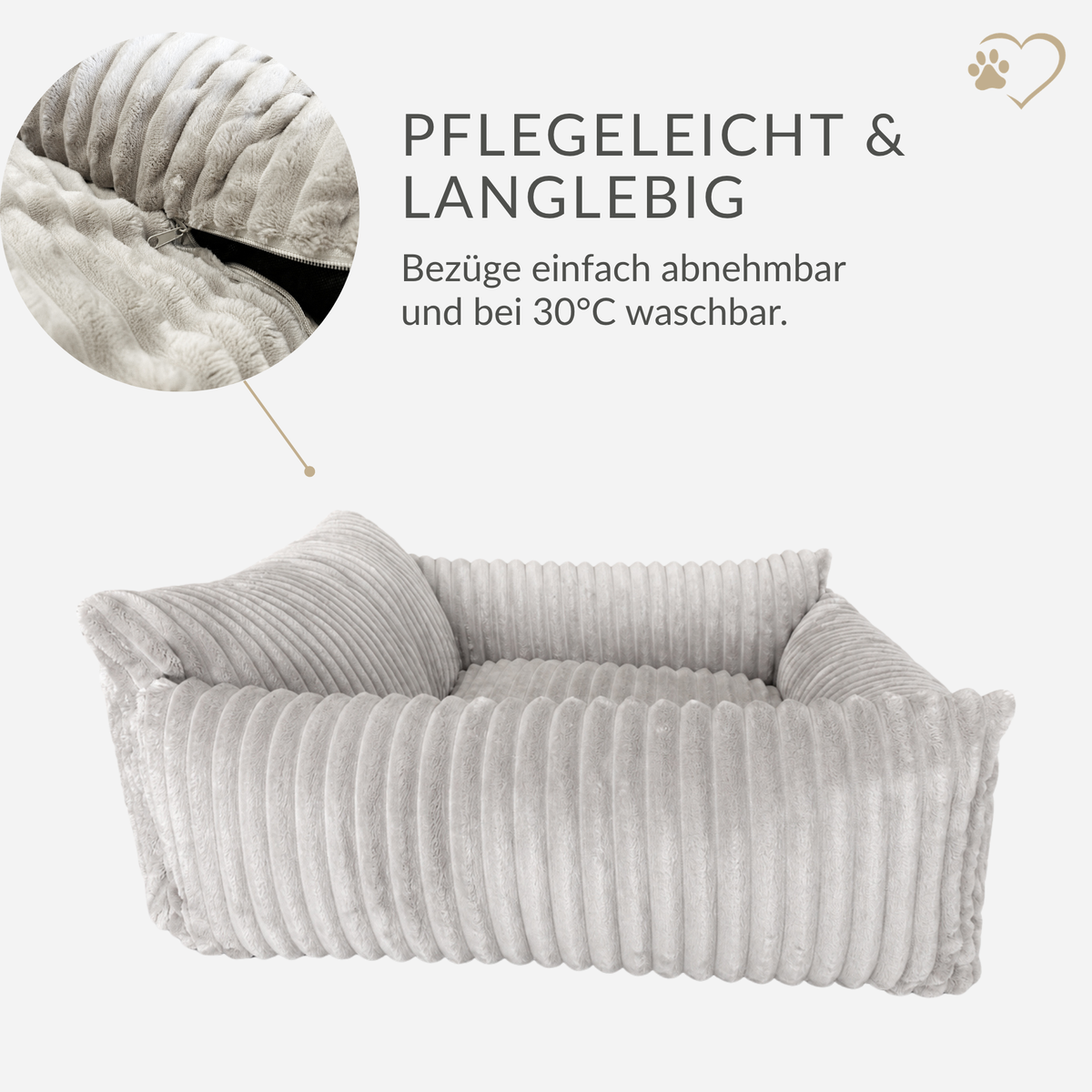 Samtpfote orthopädisches Hundebett als Sofa Plüsch-Cord