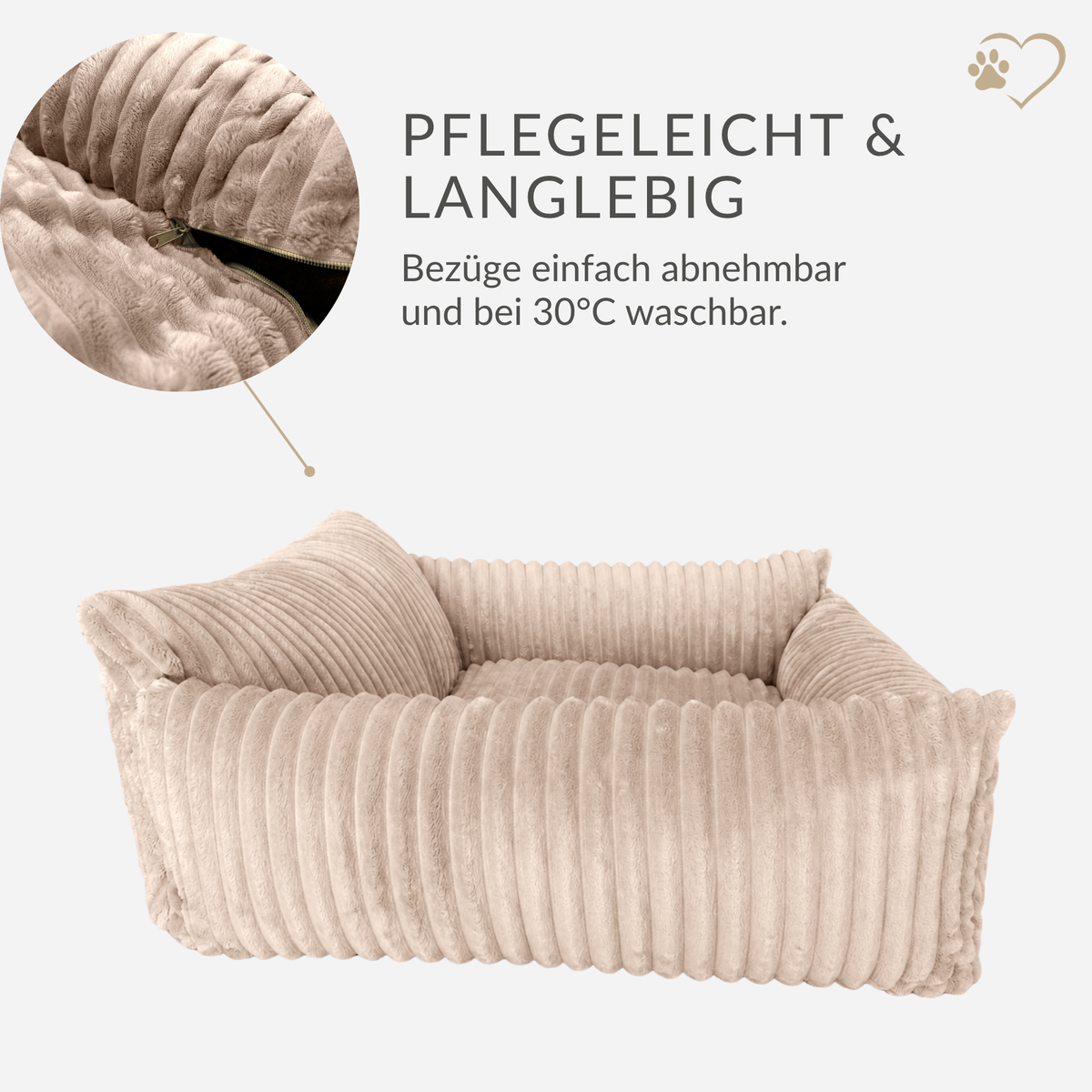 Samtpfote orthopädisches Hundebett als Sofa Plüsch-Cord