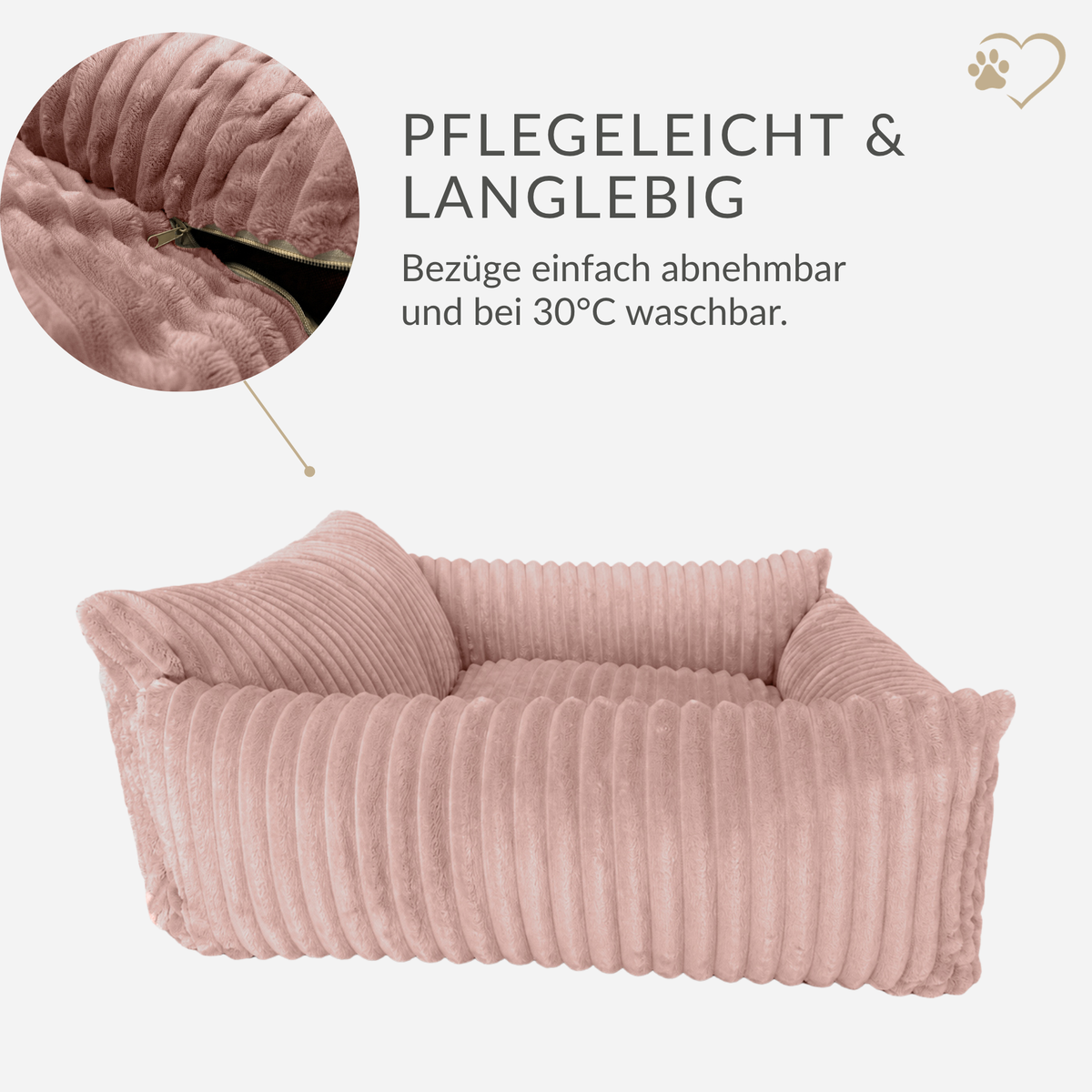 Samtpfote orthopädisches Hundebett als Sofa Plüsch-Cord