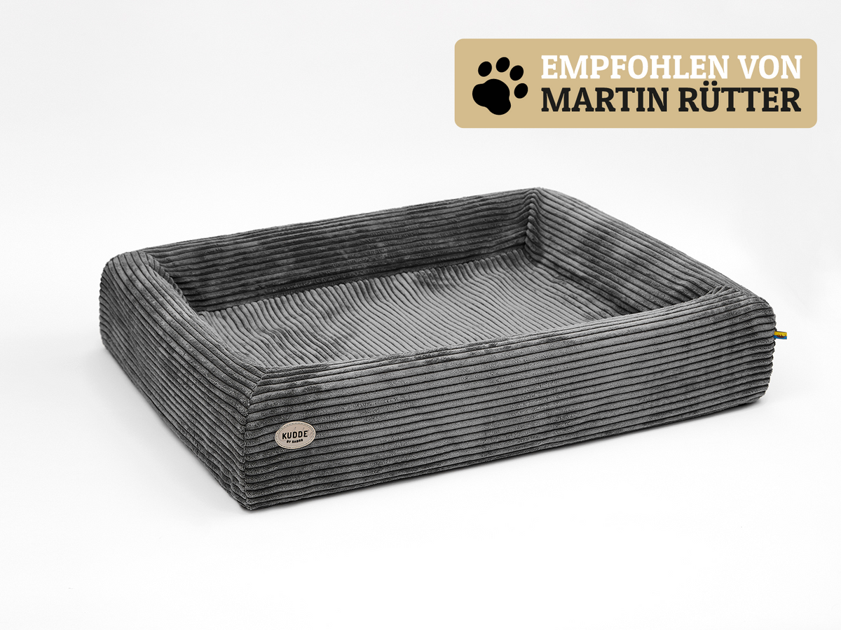 Hundebett KUDDE Cord – grau – XXL (117 x 150 cm) – Special