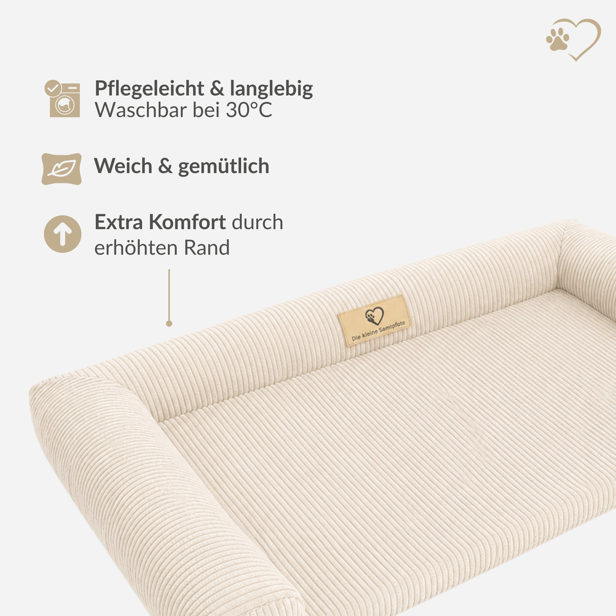Samtpfote Hundematte Cord - 120x78x19cm