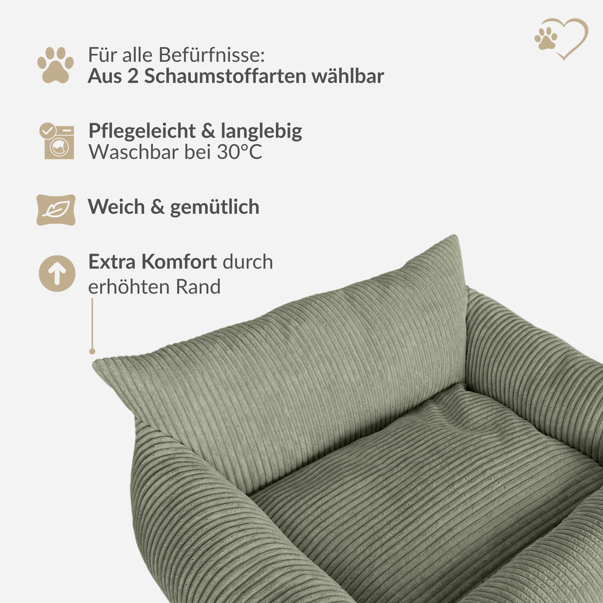 Samtpfote orthopädisches Hundebett als Sofa Cord