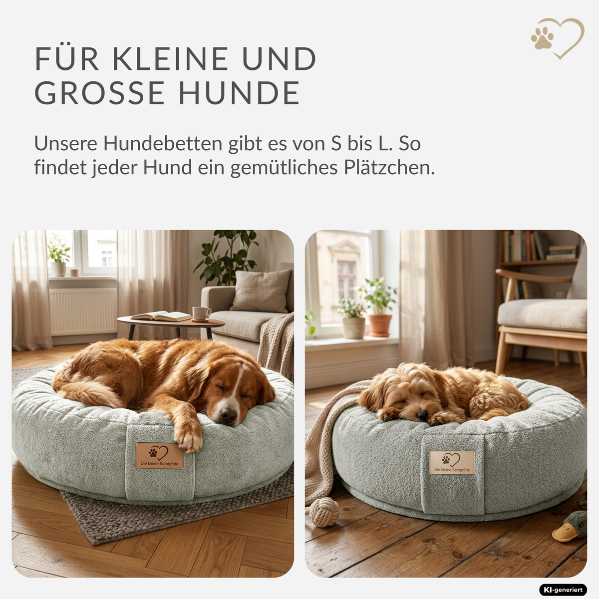 Samtpfote orthopädisches Hundekissen Donut Bouclé