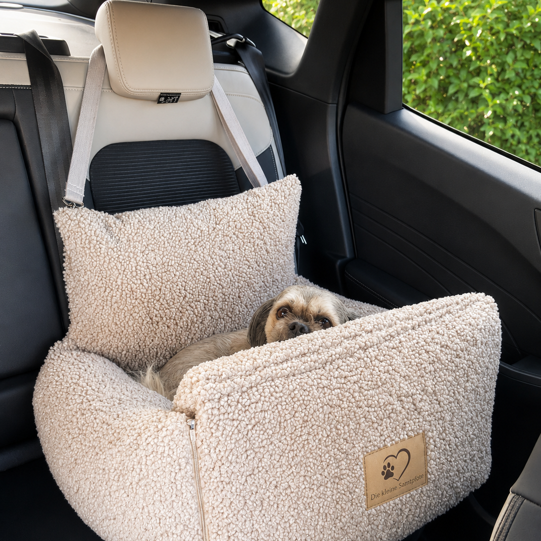 Samtpfote 2-in-1 Hunde Transportbox/-tasche für Autositz Teddy - 45x50x45cm