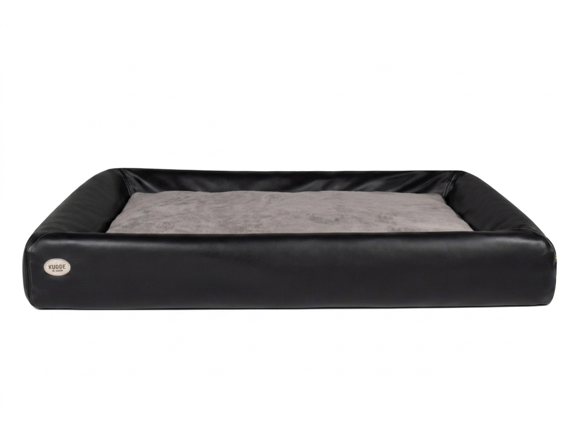 Hundebett KUDDE Kunstleder – schwarz – XXL (117 x 150 cm) – Special
