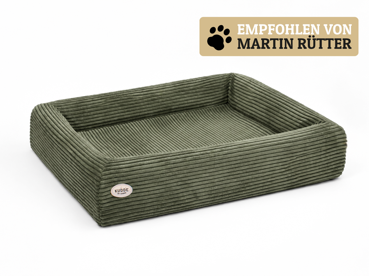 Hundebett KUDDE Cord – moss green – XXL (117 x 150 cm) – Special