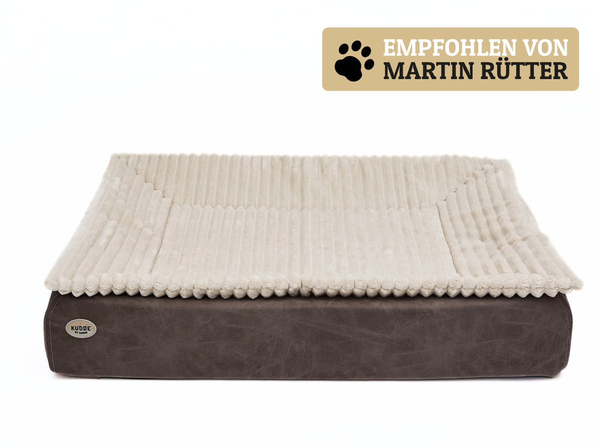 Hundebett KUDDE veganes Wildleder – taupe – XXL (117 x 150 cm) – Special