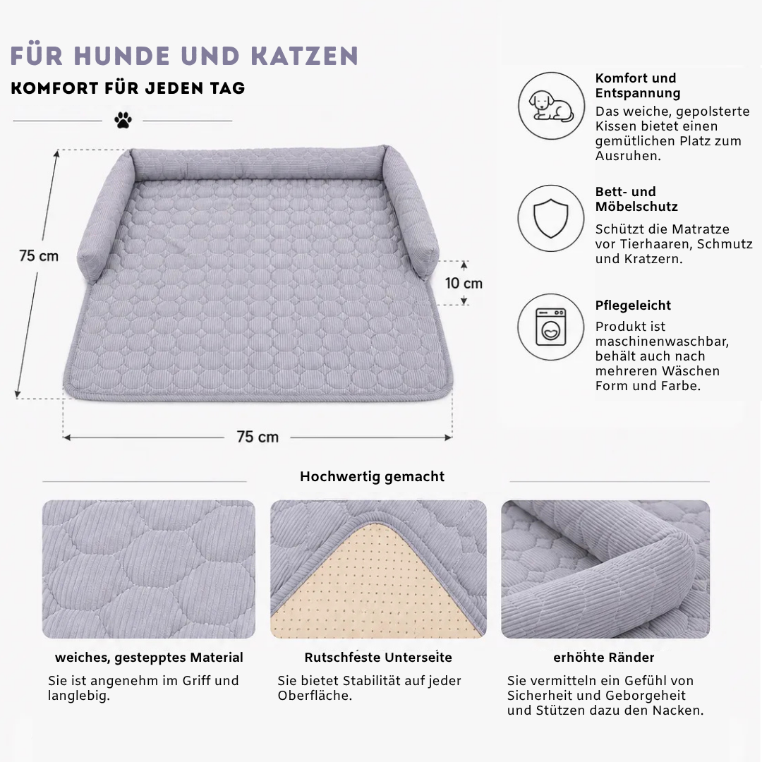 Kunert Hunde- und Katzenbett/ Schutzmatte für Bett und Sofa - 75 x 75 x 10 cm