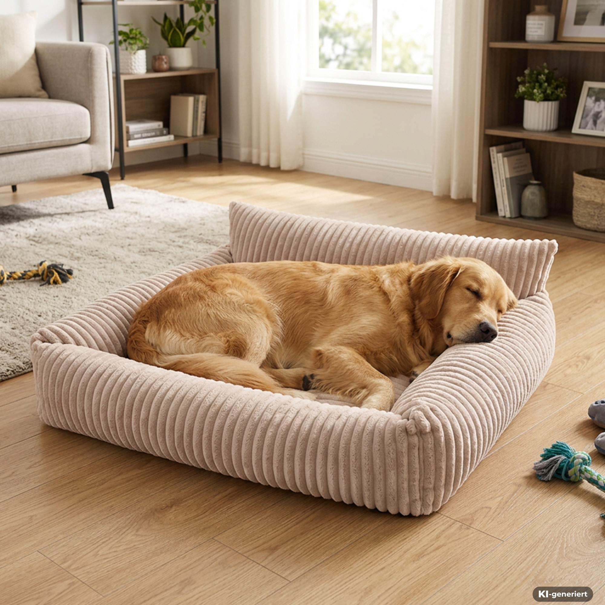 Samtpfote orthopädisches Hundebett als Sofa Plüsch-Cord