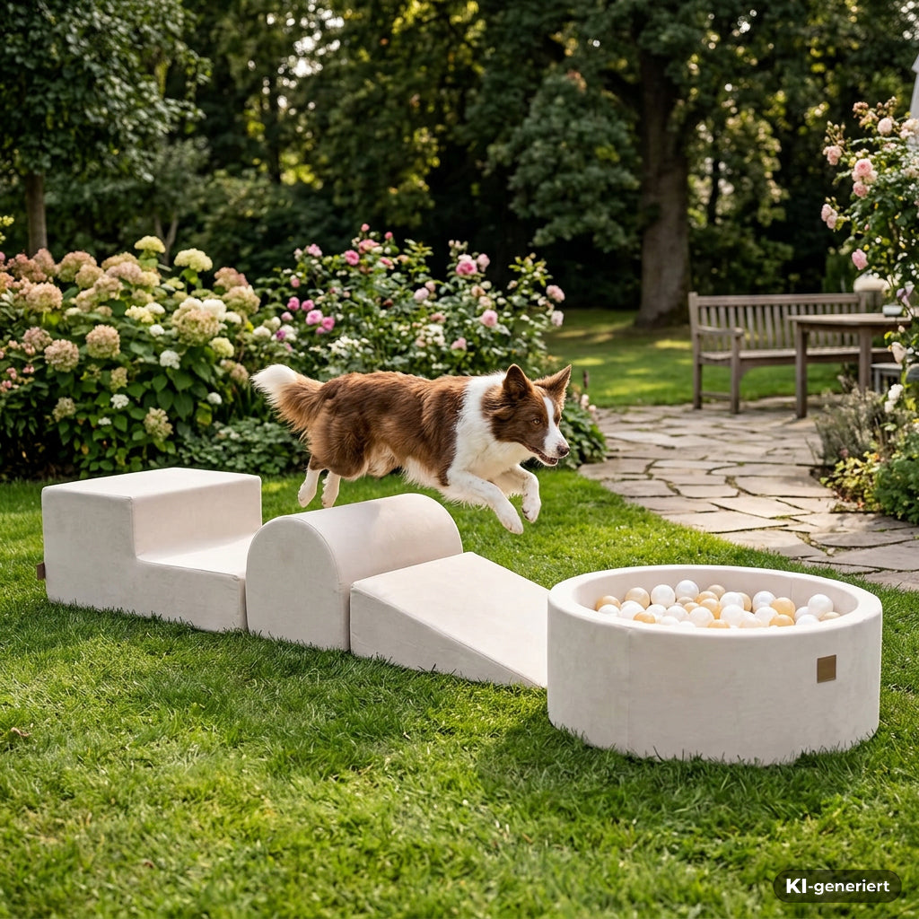 Outdoor Hunde-Trainingsparcours mit Bällebad, 200 Bälle - eigene Farbauswahl