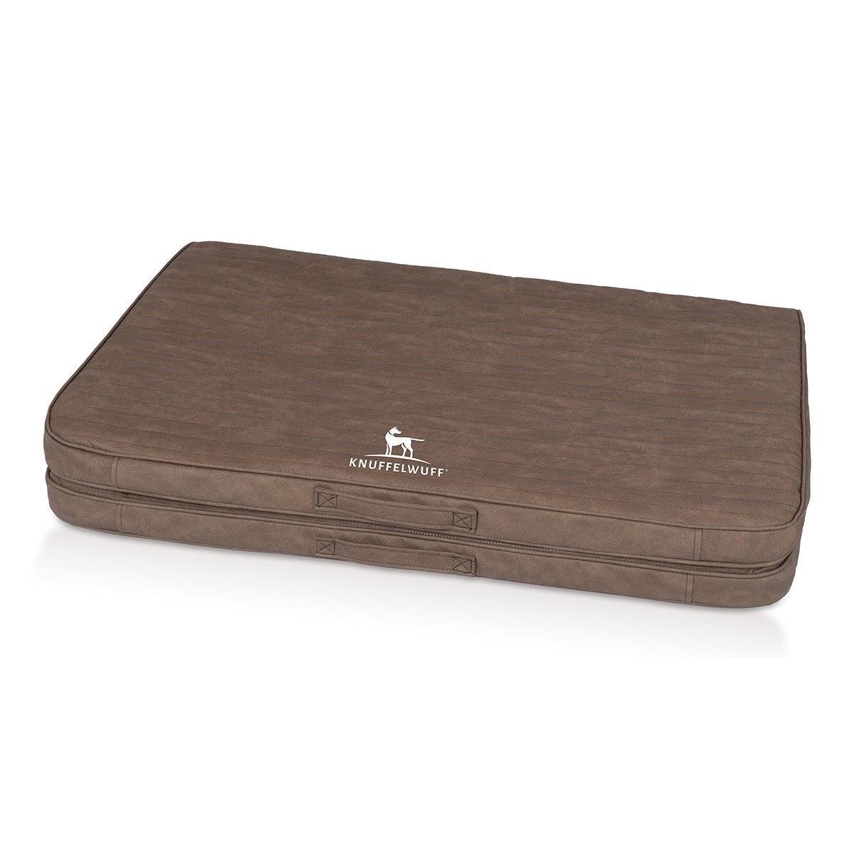 Faltbare Reisematte Orthopädisch Roanoke aus Laser gestepptem Kunstleder Braun M-L 100 x 80cm