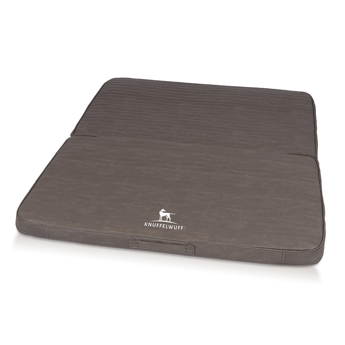 Faltbare Reisematte Orthopädisch Roanoke aus Laser gestepptem Kunstleder Braungrau M-L 100 x 80cm