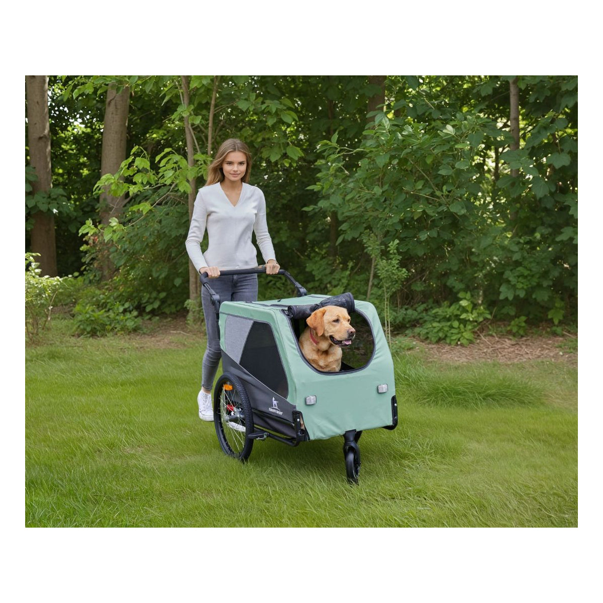 Knuffelwuff Cruvado L-XL komfortabler Hundeanhänger mit Stoßdämpfer Fahrradanhänger und Buggy für sichere Ausflüge mit dem Fahrrad